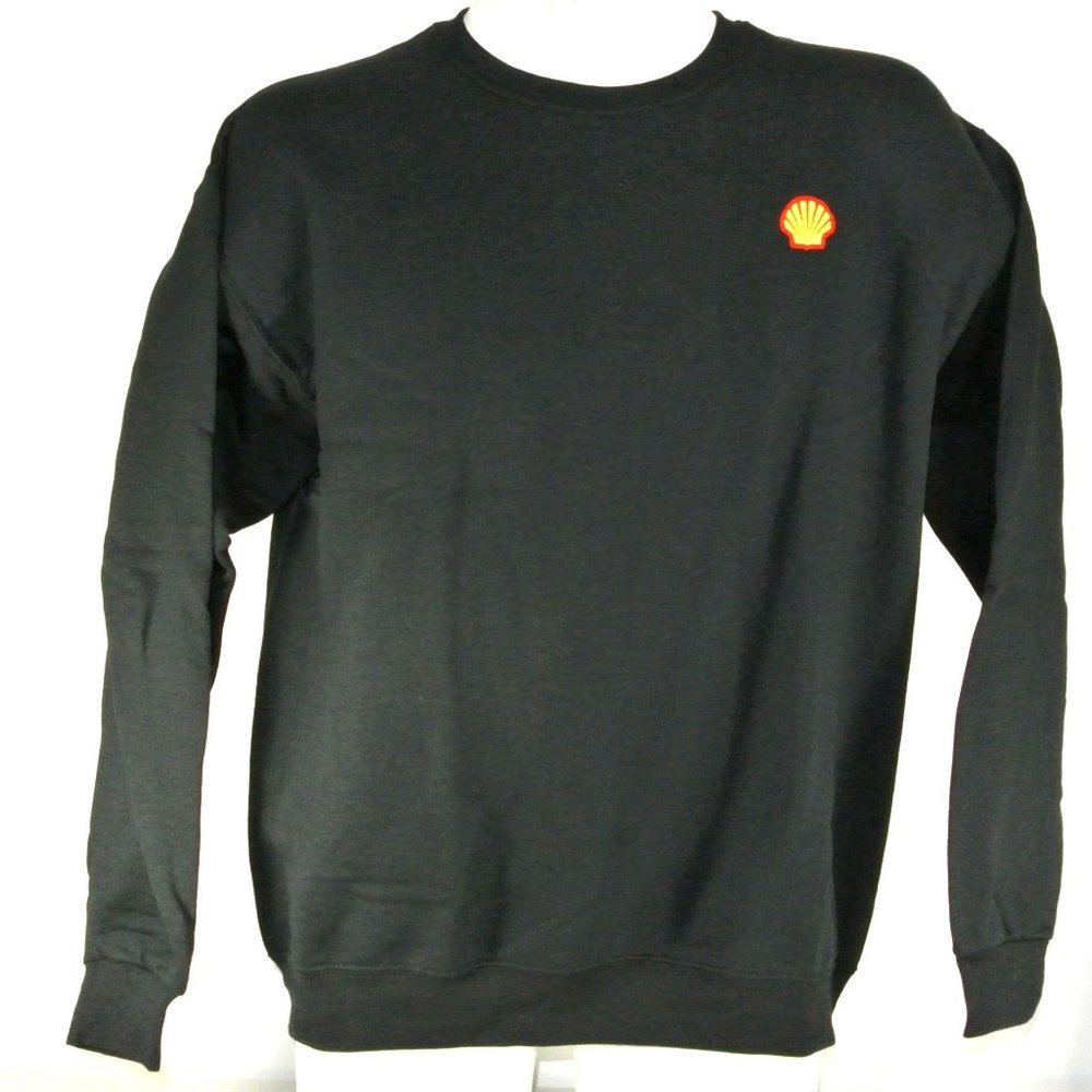 SHELL Gas Station Oil Black Sweatshirt Employee Uniform Shirt Size L NWT